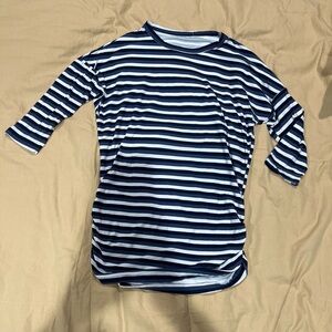 Striped Navy and White Long Sleeve Shirt
